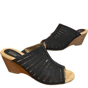 Croft & Barrow Gesso Women's Ortholite Wedge Sandal Shoes Black Tan Size 9
